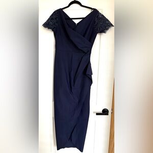 Alex Evenings One Shoulder Navy Dress